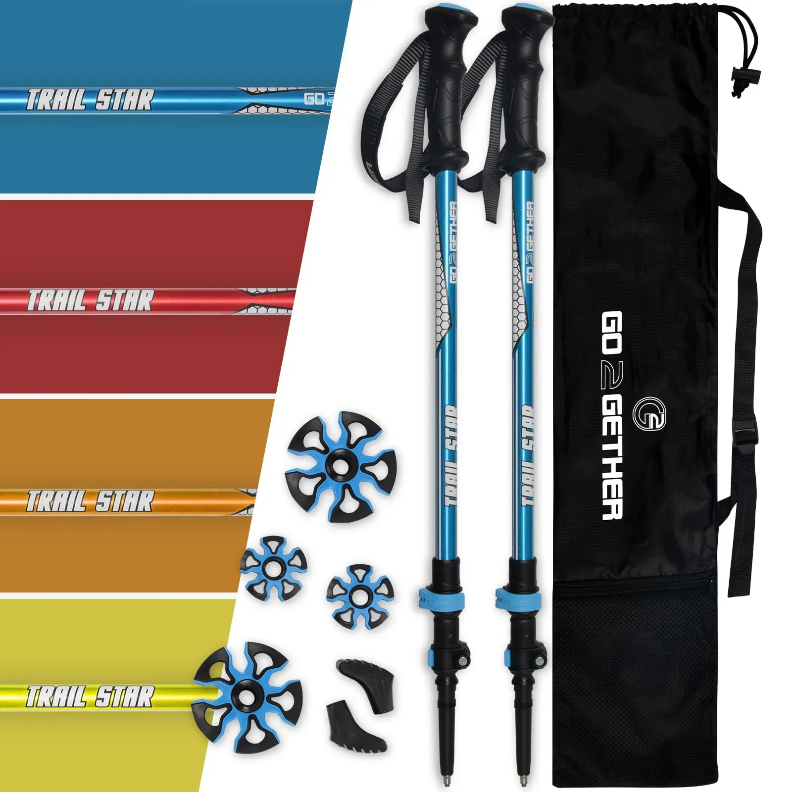 G2 Telescopic Trekking Poles/Aluminum Alloy/Comfort BMM Handle/Foam Padded Wrist Strap (2-Pack)